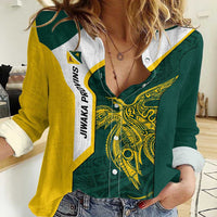 Personalised PNG Jiwaka Province Women Casual Shirt Bird of Paradise Tattoo Flag Motif - Polynesian Pride