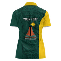 Personalised PNG Jiwaka Province Women Polo Shirt Bird of Paradise Tattoo Flag Motif - Polynesian Pride