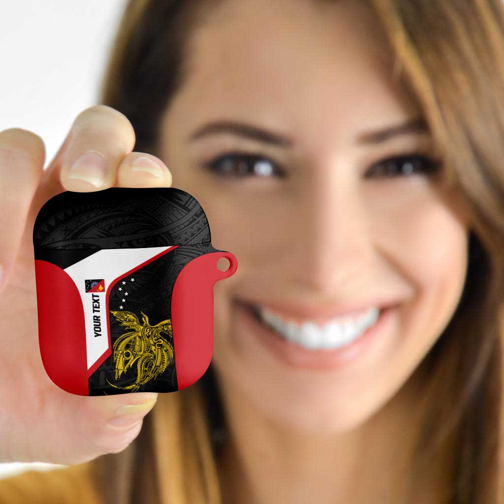 Personalised PNG Sandaun Province AirPods Case Bird of Paradise Tattoo Flag Motif - Polynesian Pride