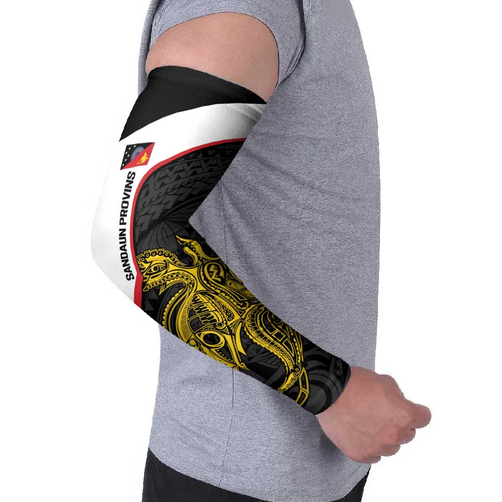 Personalised PNG Sandaun Province Arm Sleeves Bird of Paradise Tattoo Flag Motif - Polynesian Pride
