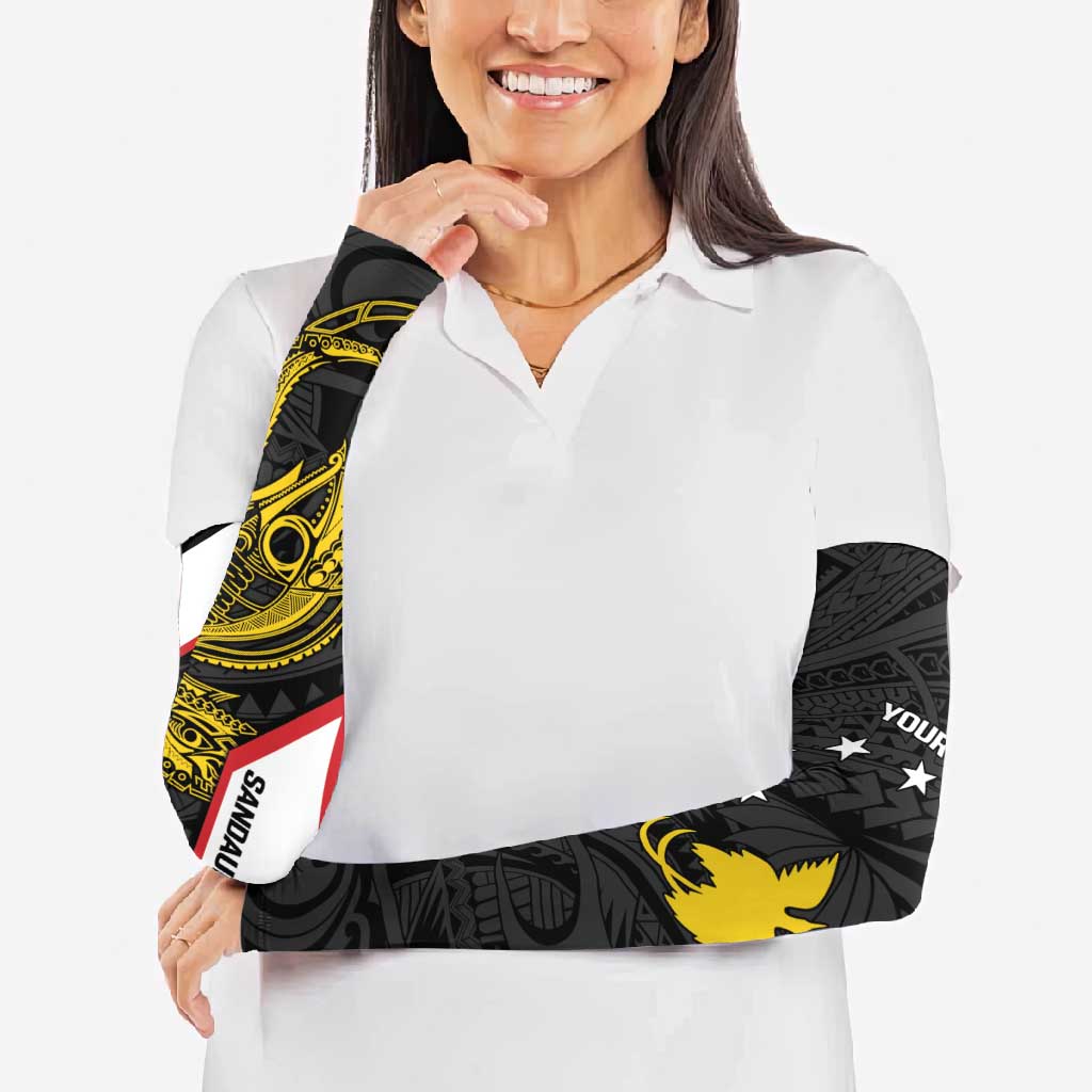 Personalised PNG Sandaun Province Arm Sleeves Bird of Paradise Tattoo Flag Motif - Polynesian Pride