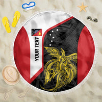 Personalised PNG Sandaun Province Beach Blanket Bird of Paradise Tattoo Flag Motif - Polynesian Pride