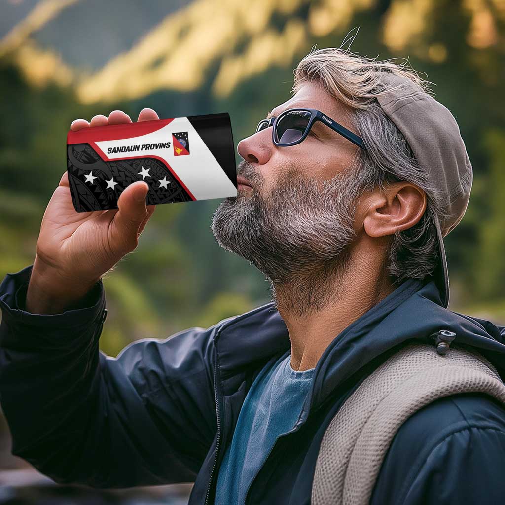 Personalised PNG Sandaun Province 4 in 1 Can Cooler Tumbler Bird of Paradise Tattoo Flag Motif - Polynesian Pride