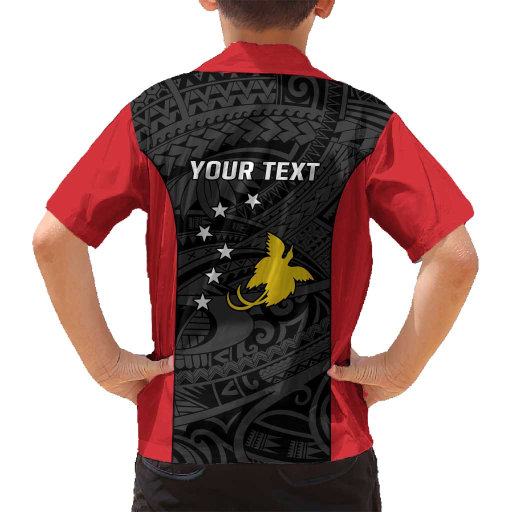 Personalised PNG Sandaun Province Family Matching Long Sleeve Bodycon Dress and Hawaiian Shirt Bird of Paradise Tattoo Flag Motif - Polynesian Pride