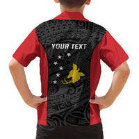 Personalised PNG Sandaun Province Family Matching Long Sleeve Bodycon Dress and Hawaiian Shirt Bird of Paradise Tattoo Flag Motif - Polynesian Pride