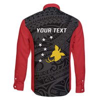 Personalised PNG Sandaun Province Family Matching Off The Shoulder Long Sleeve Dress and Hawaiian Shirt Bird of Paradise Tattoo Flag Motif - Polynesian Pride