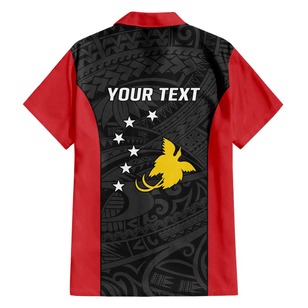 Personalised PNG Sandaun Province Family Matching Off Shoulder Short Dress and Hawaiian Shirt Bird of Paradise Tattoo Flag Motif - Polynesian Pride