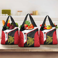 Personalised PNG Sandaun Province Grocery Bag Bird of Paradise Tattoo Flag Motif - Polynesian Pride
