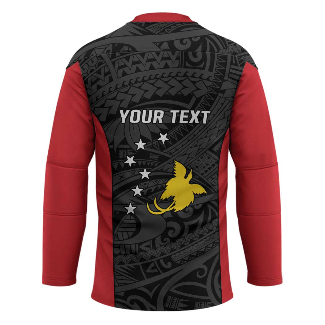 Personalised PNG Sandaun Province Hockey Jersey Bird of Paradise Tattoo Flag Motif - Polynesian Pride