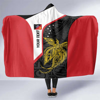 Personalised PNG Sandaun Province Hooded Blanket Bird of Paradise Tattoo Flag Motif - Polynesian Pride
