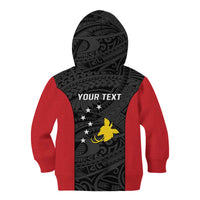 Personalised PNG Sandaun Province Kid Hoodie Bird of Paradise Tattoo Flag Motif - Polynesian Pride