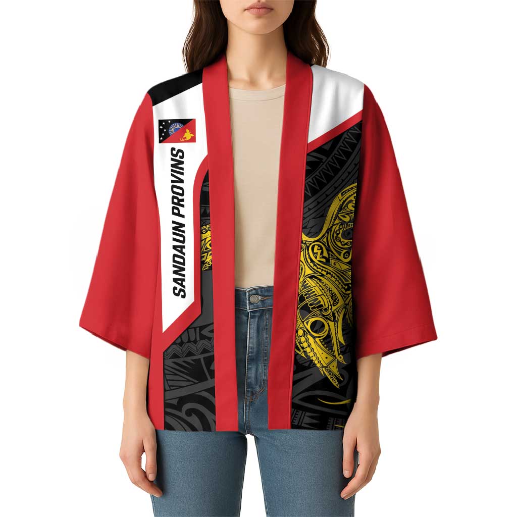 Personalised PNG Sandaun Province Kimono Bird of Paradise Tattoo Flag Motif - Polynesian Pride