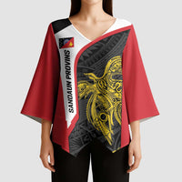 Personalised PNG Sandaun Province Kimono Sleeve Blouse Bird of Paradise Tattoo Flag Motif - Polynesian Pride