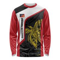 Personalised PNG Sandaun Province Long Sleeve Shirt Bird of Paradise Tattoo Flag Motif - Polynesian Pride