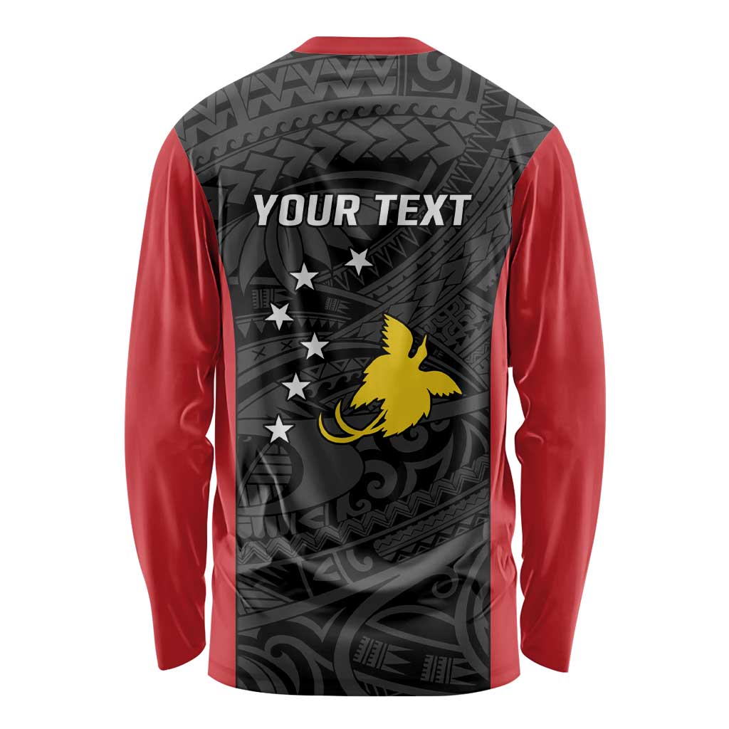 Personalised PNG Sandaun Province Long Sleeve Shirt Bird of Paradise Tattoo Flag Motif - Polynesian Pride