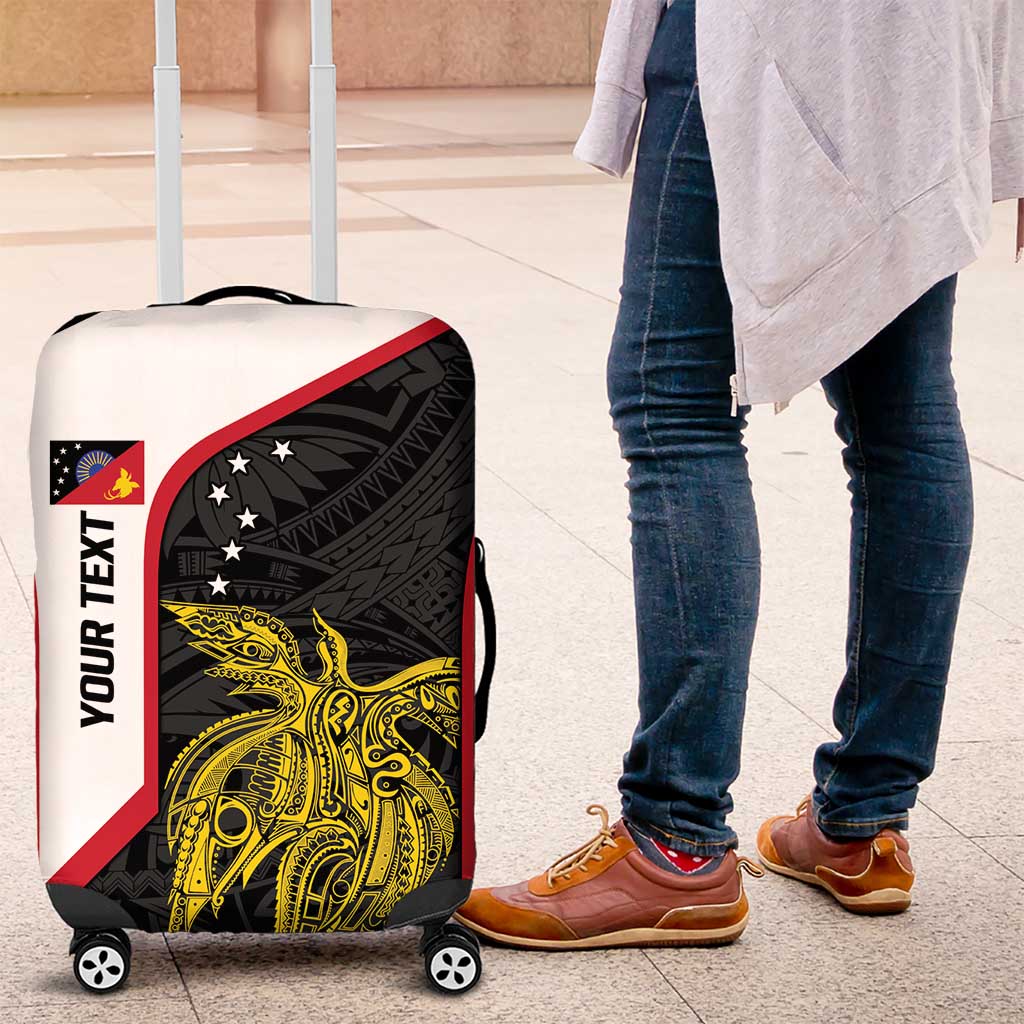 Personalised PNG Sandaun Province Luggage Cover Bird of Paradise Tattoo Flag Motif - Polynesian Pride