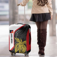 Personalised PNG Sandaun Province Luggage Cover Bird of Paradise Tattoo Flag Motif - Polynesian Pride