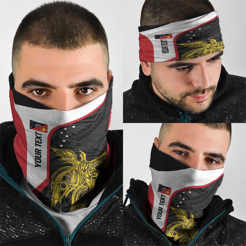 Personalised PNG Sandaun Province Neck Gaiter Bird of Paradise Tattoo Flag Motif - Polynesian Pride
