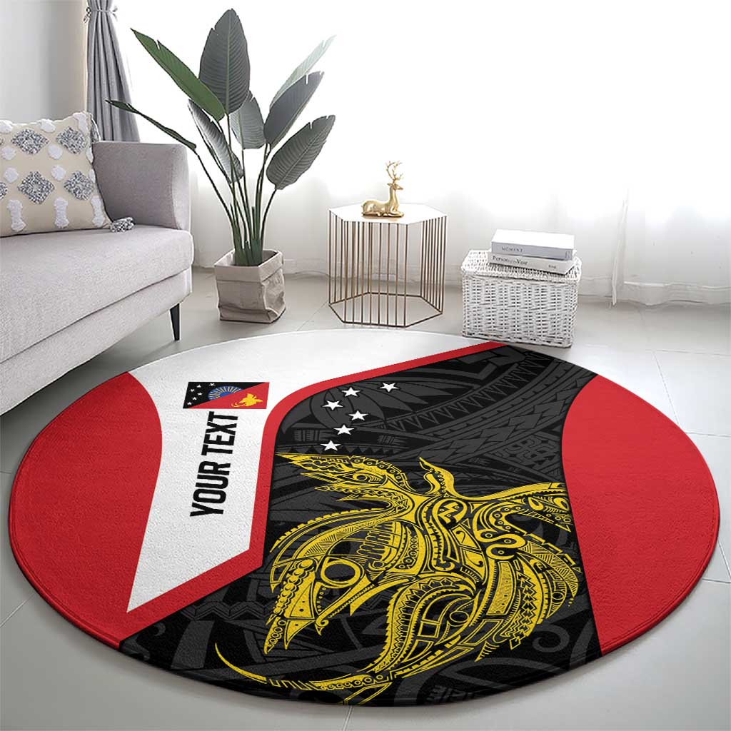 Personalised PNG Sandaun Province Round Carpet Bird of Paradise Tattoo Flag Motif - Polynesian Pride