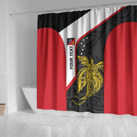 Personalised PNG Sandaun Province Shower Curtain Bird of Paradise Tattoo Flag Motif - Polynesian Pride