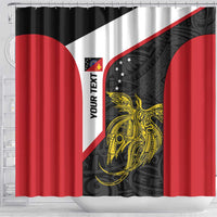 Personalised PNG Sandaun Province Shower Curtain Bird of Paradise Tattoo Flag Motif - Polynesian Pride