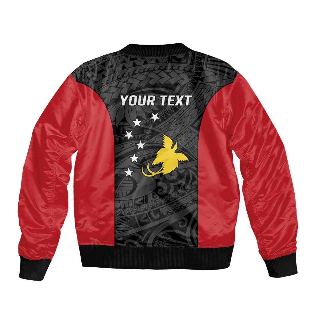 Personalised PNG Sandaun Province Sleeve Zip Bomber Jacket Bird of Paradise Tattoo Flag Motif - Polynesian Pride