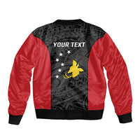 Personalised PNG Sandaun Province Sleeve Zip Bomber Jacket Bird of Paradise Tattoo Flag Motif - Polynesian Pride