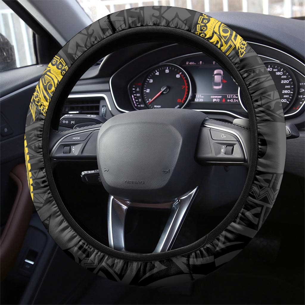 PNG Sandaun Province Steering Wheel Cover Bird of Paradise Tattoo Flag Motif - Polynesian Pride