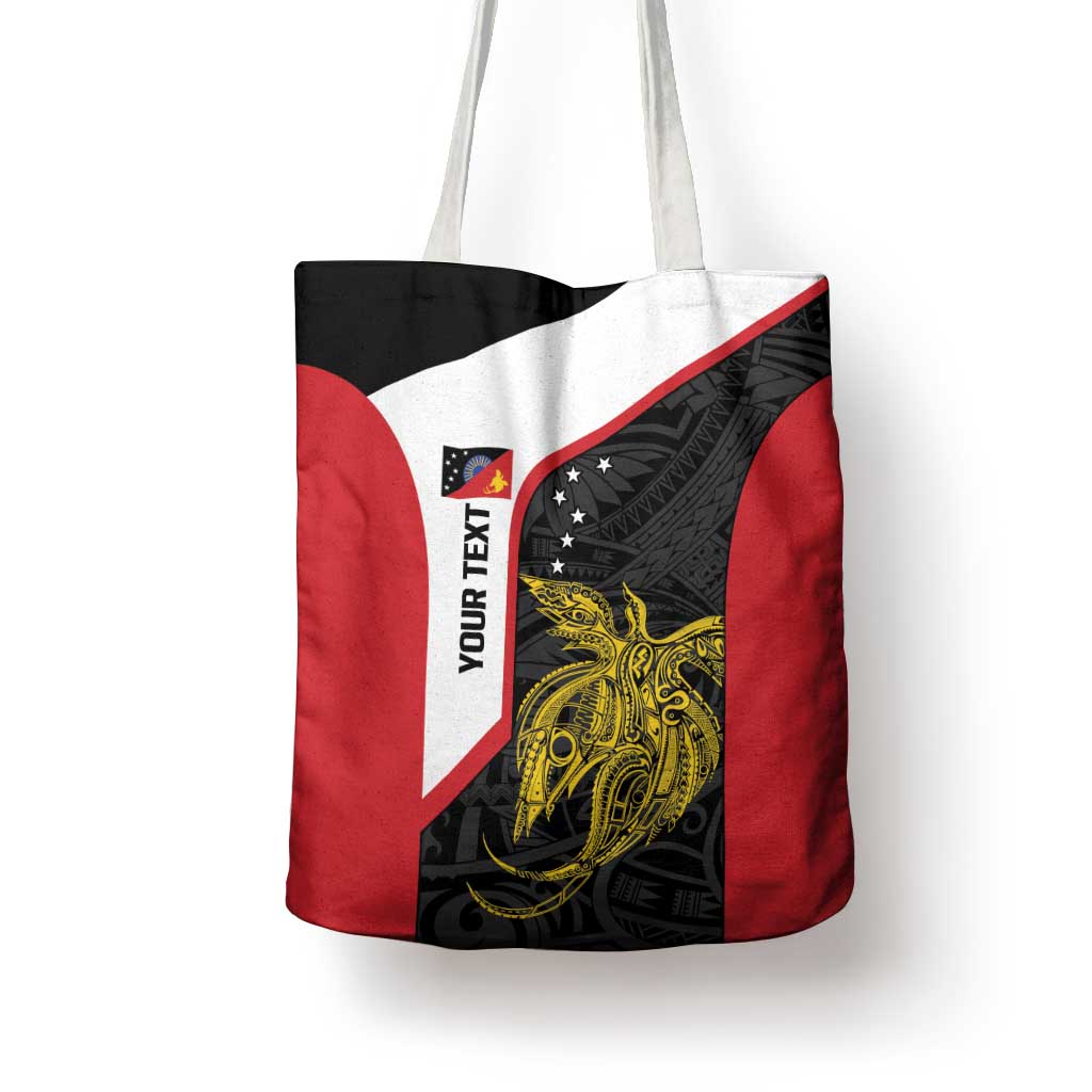 Personalised PNG Sandaun Province Tote Bag Bird of Paradise Tattoo Flag Motif - Polynesian Pride