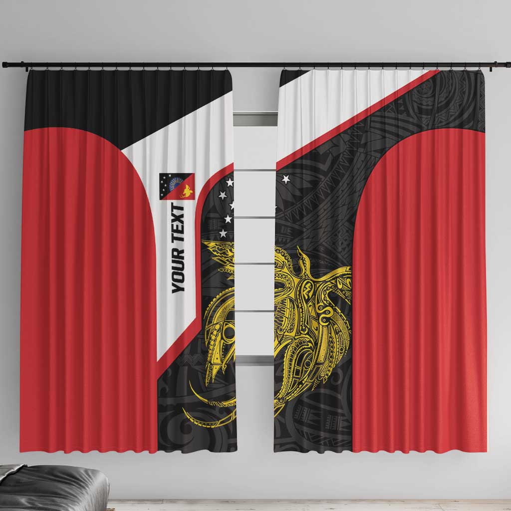 Personalised PNG Sandaun Province Window Curtain Bird of Paradise Tattoo Flag Motif LT9 With Hooks Red - Polynesian Pride