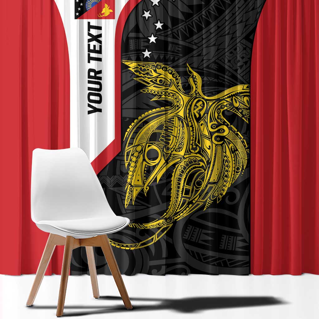 Personalised PNG Sandaun Province Window Curtain Bird of Paradise Tattoo Flag Motif - Polynesian Pride