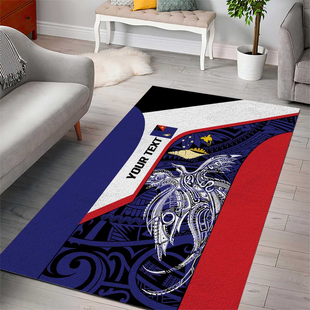 Personalised PNG West New Britain Province Area Rug Bird of Paradise Tattoo Flag Motif - Polynesian Pride