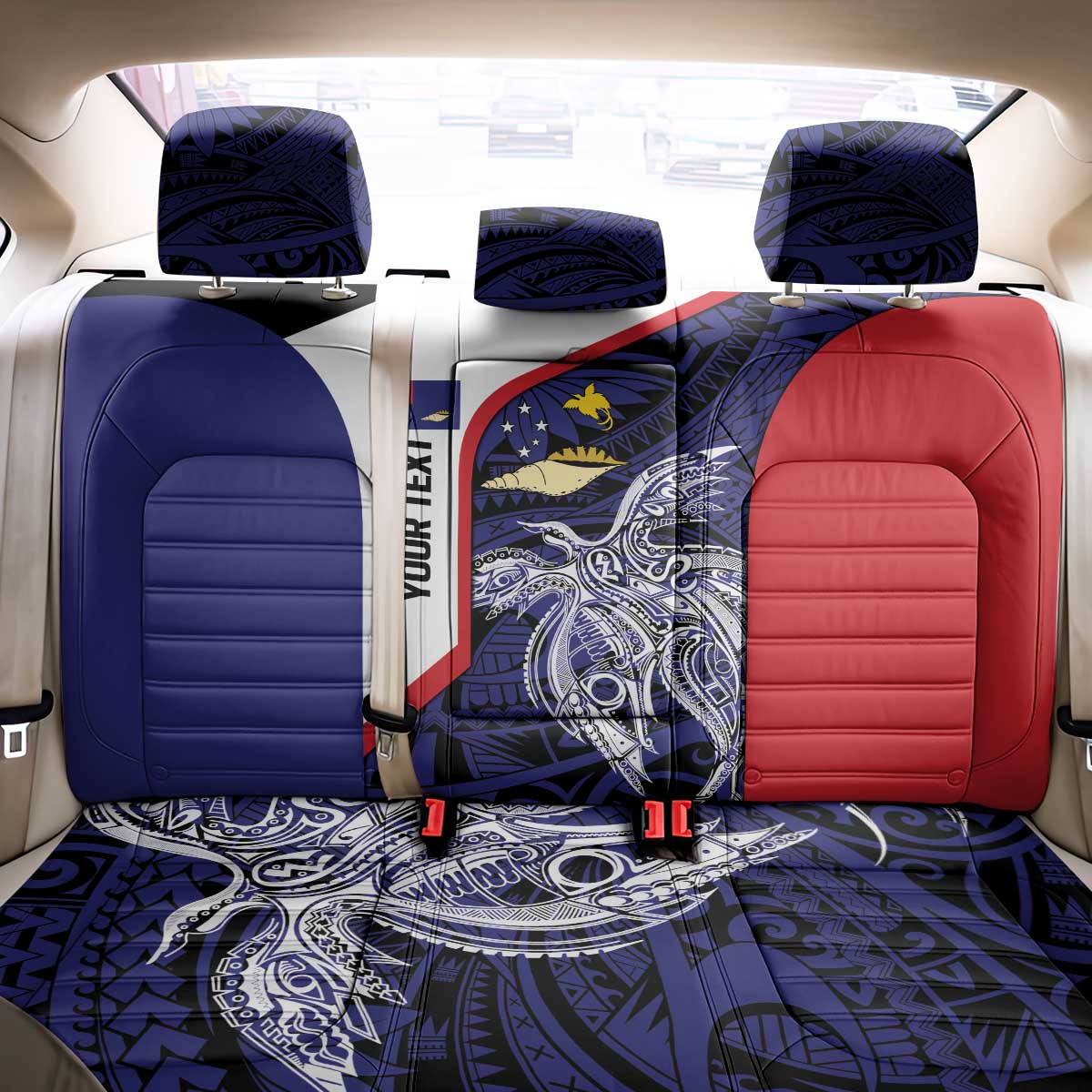 Personalised PNG West New Britain Province Back Car Seat Cover Bird of Paradise Tattoo Flag Motif - Polynesian Pride