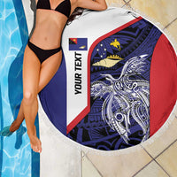 Personalised PNG West New Britain Province Beach Blanket Bird of Paradise Tattoo Flag Motif - Polynesian Pride