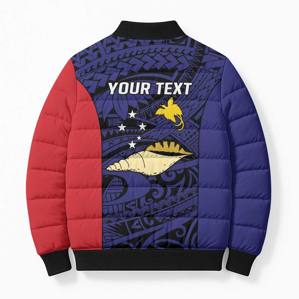 Personalised PNG West New Britain Province Bomber Puffer Jacket Bird of Paradise Tattoo Flag Motif - Polynesian Pride