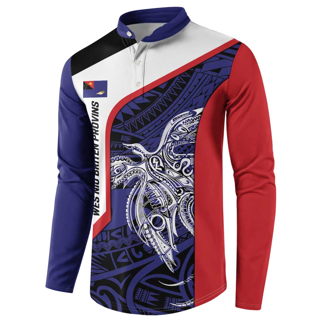 Personalised PNG West New Britain Province Button Sweatshirt Bird of Paradise Tattoo Flag Motif - Polynesian Pride