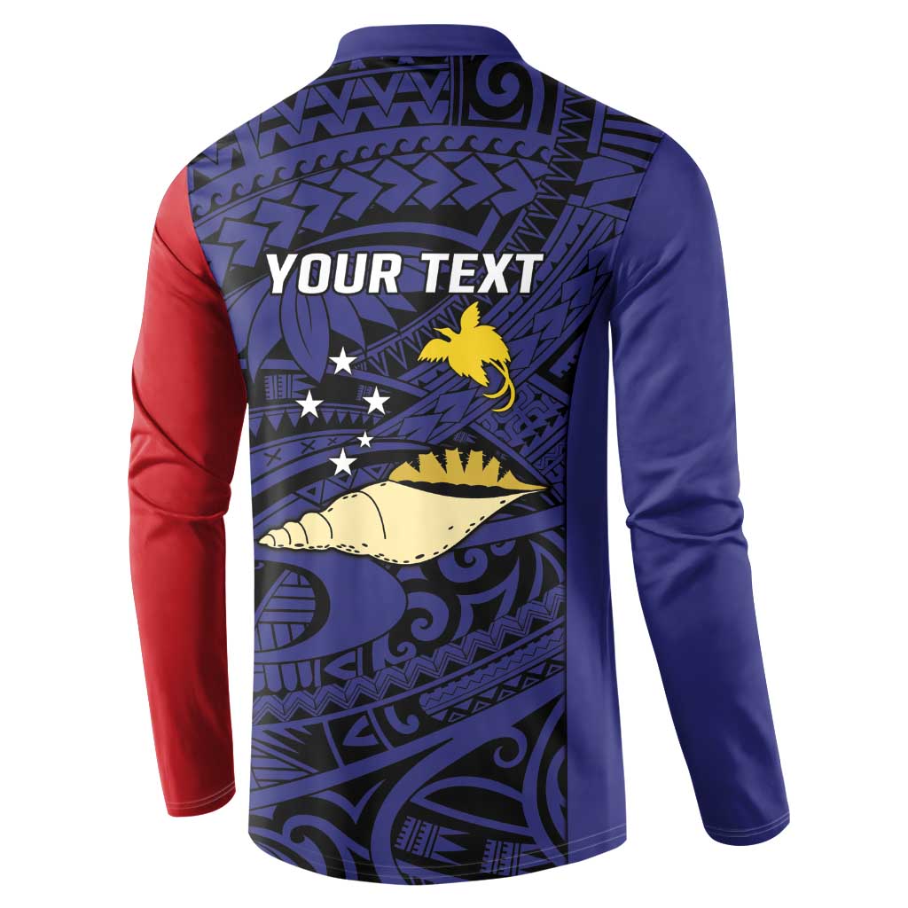 Personalised PNG West New Britain Province Button Sweatshirt Bird of Paradise Tattoo Flag Motif - Polynesian Pride