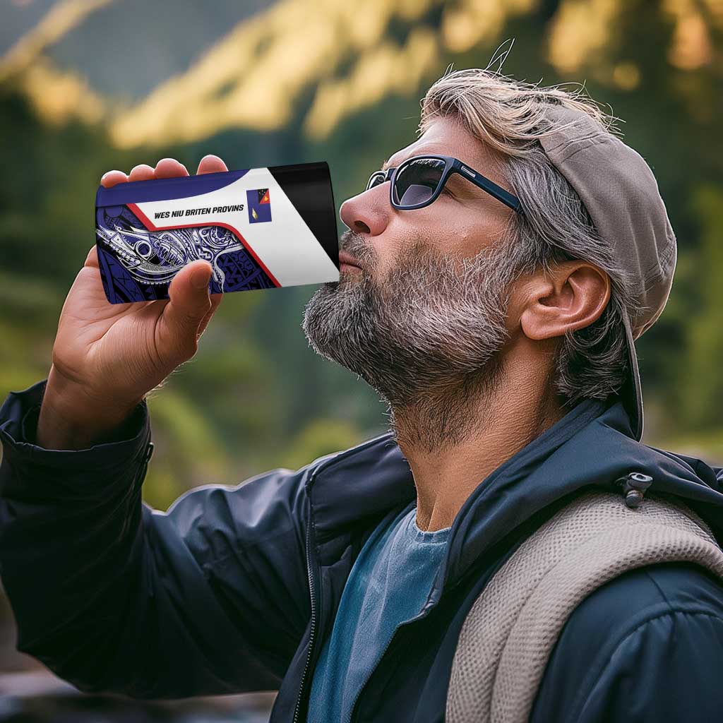 Personalised PNG West New Britain Province 4 in 1 Can Cooler Tumbler Bird of Paradise Tattoo Flag Motif - Polynesian Pride