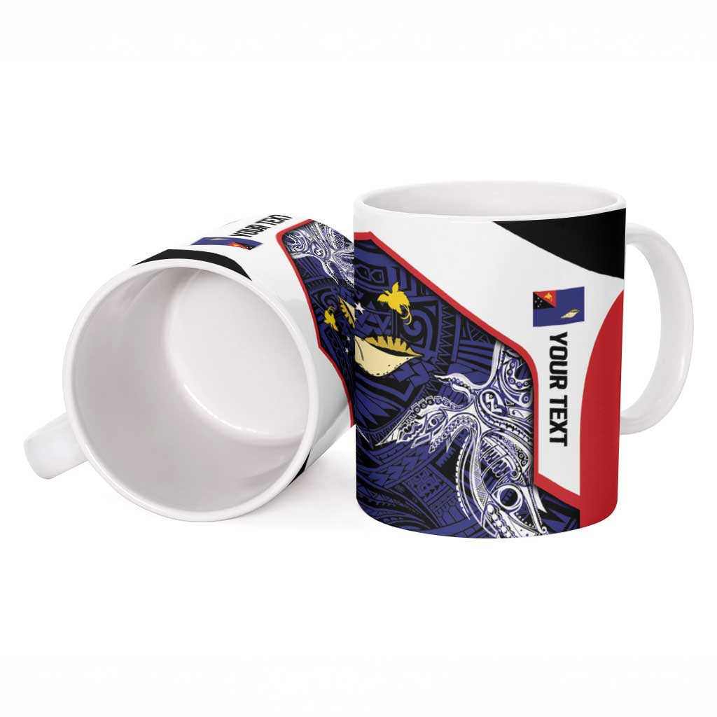 Personalised PNG West New Britain Province Ceramic Mug Bird of Paradise Tattoo Flag Motif - Polynesian Pride