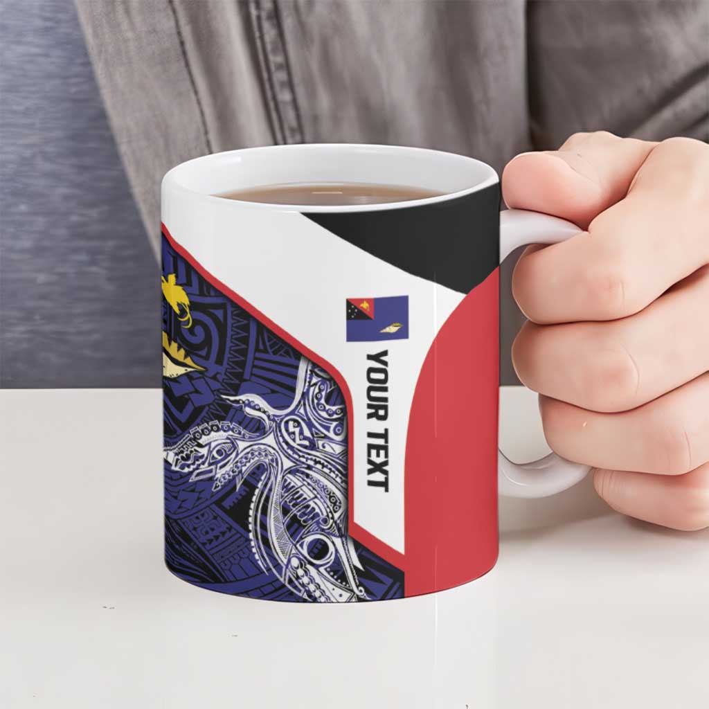 Personalised PNG West New Britain Province Ceramic Mug Bird of Paradise Tattoo Flag Motif - Polynesian Pride