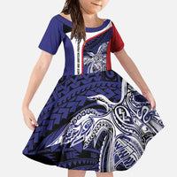 Personalised PNG West New Britain Province Family Matching Long Sleeve Bodycon Dress and Hawaiian Shirt Bird of Paradise Tattoo Flag Motif - Polynesian Pride