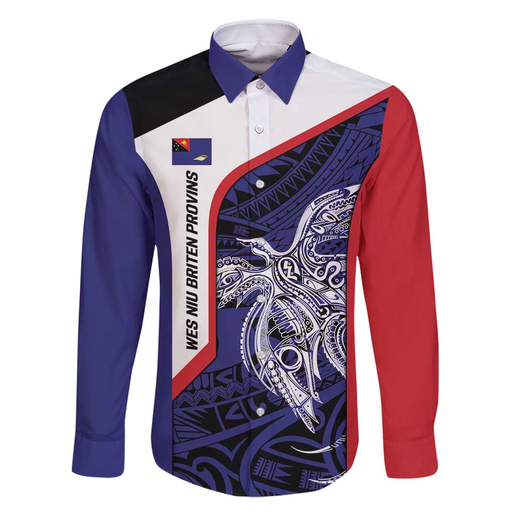 Personalised PNG West New Britain Province Family Matching Long Sleeve Bodycon Dress and Hawaiian Shirt Bird of Paradise Tattoo Flag Motif - Polynesian Pride
