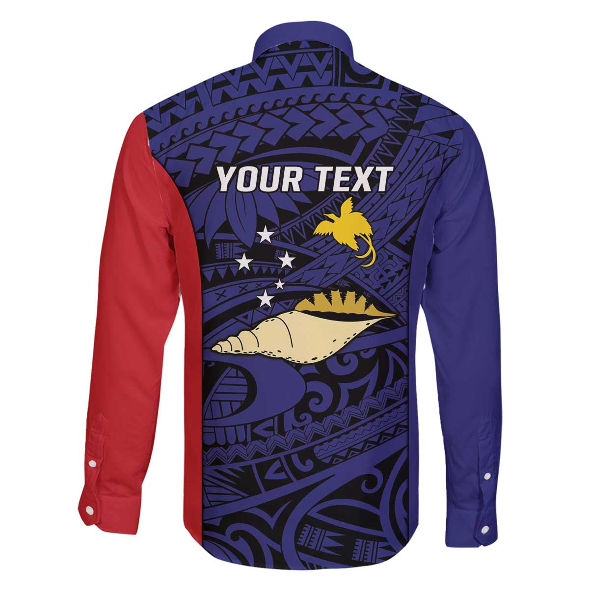 Personalised PNG West New Britain Province Family Matching Off The Shoulder Long Sleeve Dress and Hawaiian Shirt Bird of Paradise Tattoo Flag Motif - Polynesian Pride