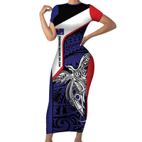 Personalised PNG West New Britain Province Family Matching Short Sleeve Bodycon Dress and Hawaiian Shirt Bird of Paradise Tattoo Flag Motif - Polynesian Pride