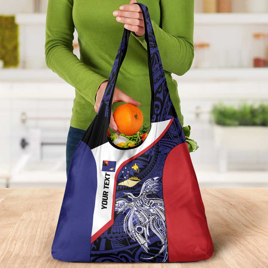 Personalised PNG West New Britain Province Grocery Bag Bird of Paradise Tattoo Flag Motif - Polynesian Pride