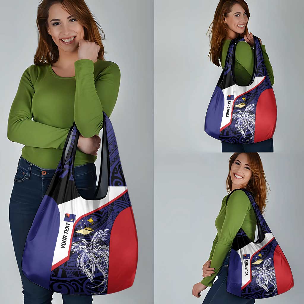 Personalised PNG West New Britain Province Grocery Bag Bird of Paradise Tattoo Flag Motif - Polynesian Pride