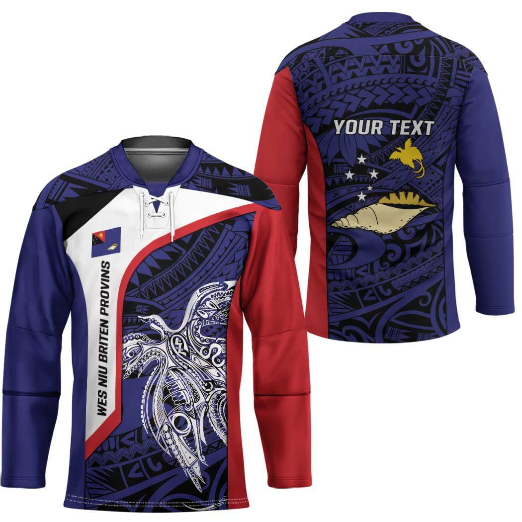 Personalised PNG West New Britain Province Hockey Jersey Bird of Paradise Tattoo Flag Motif - Polynesian Pride