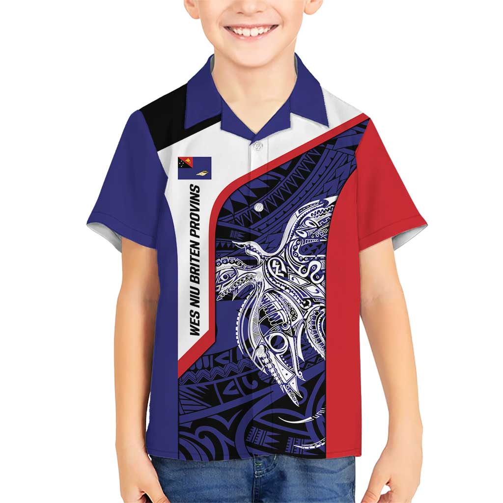 Personalised PNG West New Britain Province Kid Hawaiian Shirt Bird of Paradise Tattoo Flag Motif - Polynesian Pride