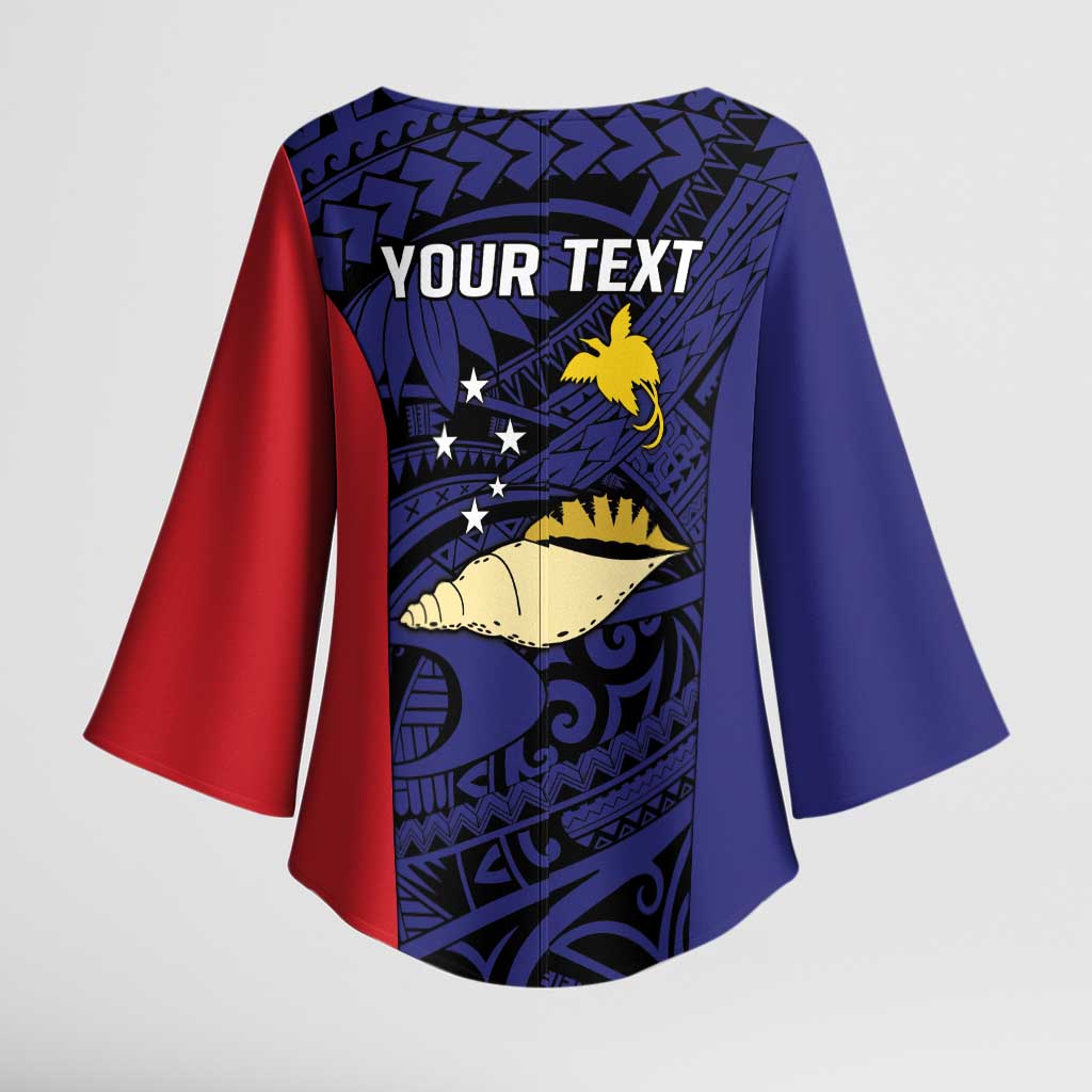 Personalised PNG West New Britain Province Kimono Sleeve Blouse Bird of Paradise Tattoo Flag Motif - Polynesian Pride