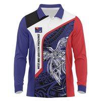 Personalised PNG West New Britain Province Long Sleeve Polo Shirt Bird of Paradise Tattoo Flag Motif - Polynesian Pride